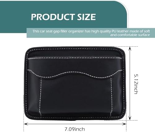 Car Seat Side Pocket Organizer, PU Leather Mini Storage Bag, Seat Gap Filler with Phone Sunglasses Pen Holder, Universal Auto Organizer for Documents Registration Notepad (Black)​ - Image 2