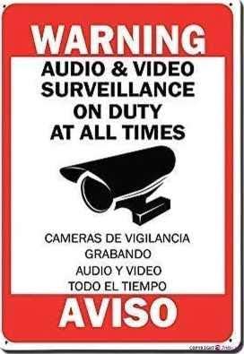 New Warning Metal Tin Signs Audio On Duty at All Time Signs Street Sign 20 x 30 cm / 8 x 12 inches (Height x Length) by Eletina