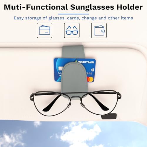 BFXM Car Sunglass Holder, Magnetic Leather Sunglass Holder - Image 4