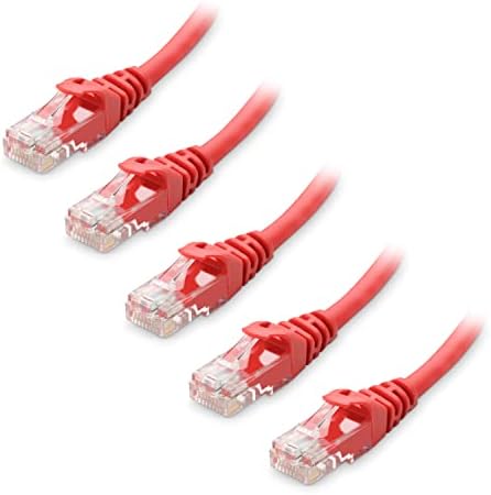 Cable Matters 10Gbps 5-Pack Snagless Cat 6 Ethernet Cable, 3ft, Red by CableMatters