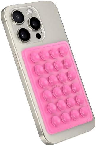 StickyGrippy Suction Phone Case Mount, Sillicon Adhesive Phone Accessory for iPhone and Android, Hands-Free Fidget Toy Mirror Shower Phone Holder, Tiktok Videos and Selfies (Bubble Gum) by StickyGrippy