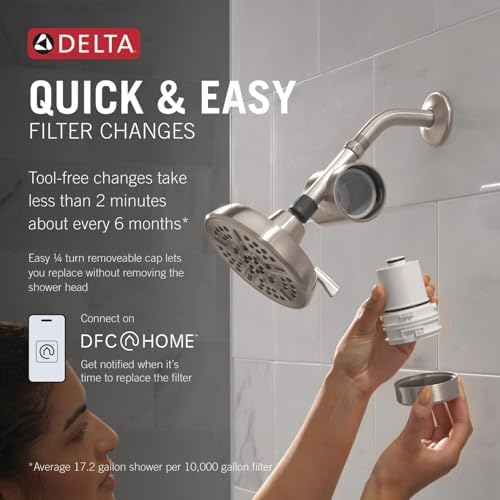 Delta Faucet Clarifi Standard Shower Filter Attachment with Filter, Shower Water Filter, Shower Head Filter, Spotshield Nickel 7SF100-SN - Image 3