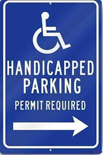 Indication warning sign Handicapped Parking Permit Required (arrow Right) Parking Heavy Wall Art Outdoor Indoor 12x8 Inches New Aluminum Metal tin sign by Eletina