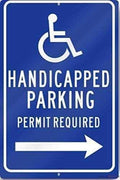 Indication warning sign Handicapped Parking Permit Required (arrow Right) Parking Heavy Wall Art Outdoor Indoor 12x8 Inches New Aluminum Metal tin sign by Eletina
