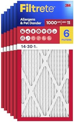 Filtrete 14x30x1 Air Filter, MERV 11, MPR 1000, 6 HVAC Filters by Filtrete