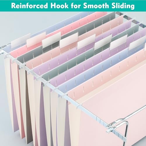 Zzrywuty Hanging File Folders Letter Size, 12-Pack Hanging File Folder with 1/5-Cut Tabs, Pastel File Folders Hanging Organizers for Filing Cabinet, Bulky Files & Medical Charts - Image 3