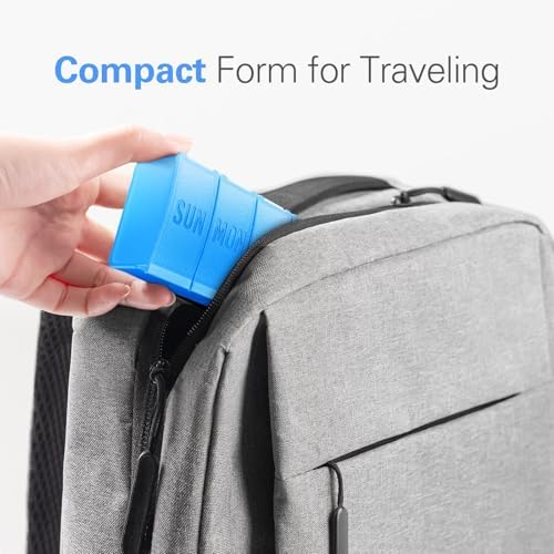 Barhon Large Weekly Pill Organizer, Big Vitamin Organizer Case for 7 Day, Travel Medicine Pill Box to Hold Various Supplements and Fish Oil, Light Blue - Image 3