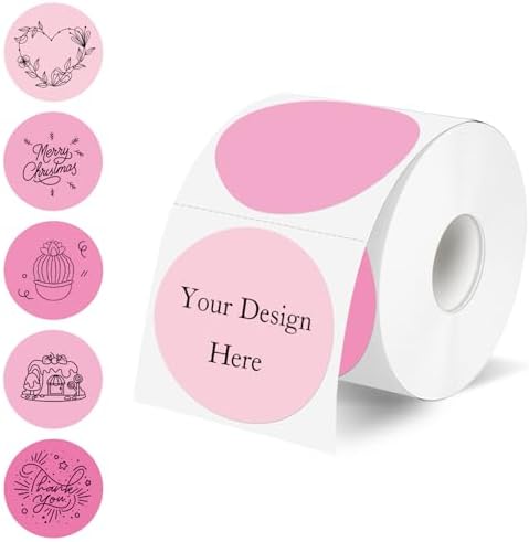 2 Inch Round Thermal Label Stickers, Pink Gradient Circle Thermal Stickers Labels, Direct Thermals Printer Label for Logo Design-300 Sheets/1 Roll by Unknown