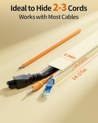 Yecaye 70.8in Cord Hider for 2-3 Wires on Wall, W0.94in H0.55in, Beige - Image 3
