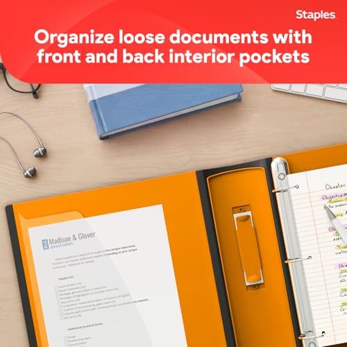 Staples 3 Inch D-Ring Heavy-Duty View Binder, Orange, Holds 600 Sheets - Image 5