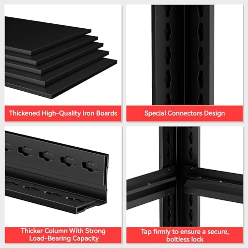5-Tier Heavy Duty Garage Shelving, 5000LBS Capacity Boltless Rack, 62" W Adjustable Metal Storage Shelves Unit for Warehouse, Basement, Garage - Image 5