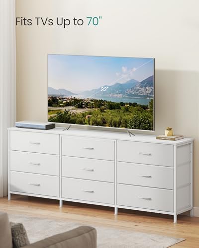 SONGMICS Dresser with 9 Fabric Drawers, TV Stand for TVs Up to 70 Inches - Image 3