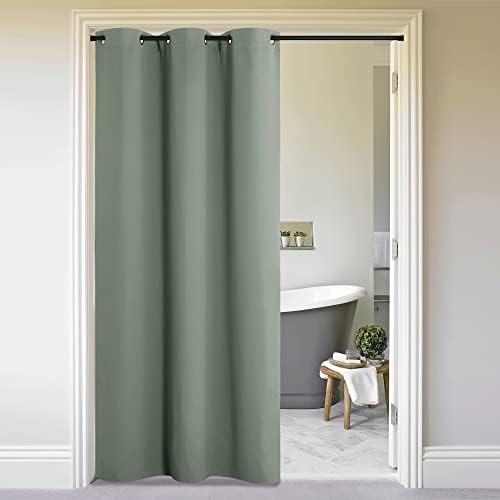 NICETOWN Greyish Green Doorway Curtain Privacy, Door Cover Curtain, Sound Reducing Insulated Thermal Room Darkening Blackout Curtains for Bedroom, 120 inch Length (1 Panel, 5ft Wide by 10ft Long) by NICETOWN