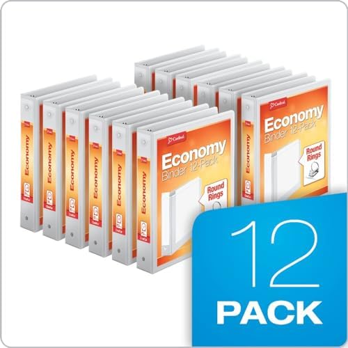Cardinal Economy 3-Ring Binders, 1.5", Round Rings, Holds 350 Sheets, ClearVue Presentation View, Non-Stick, White, Carton of 12 (90631) - Image 6