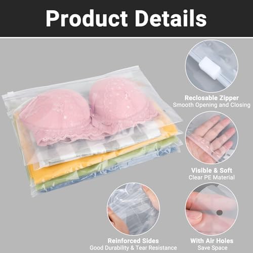 Bikini Bags Organizer Clear, Plastic Shirt Bags for Small Business, Swimsuit Swimwear Bathing Suit Storage, T Shirt Packaging, 10x8 inch, Pack of 50, 3 Mil with Vent Holes - Image 3