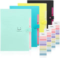 SKYDUE Expanding File Folder with 32 Labels, 5 Pockets A4 Letter Size Accordion Folder Paper Organizer for School and Office Pack of 4 by SKYDUE