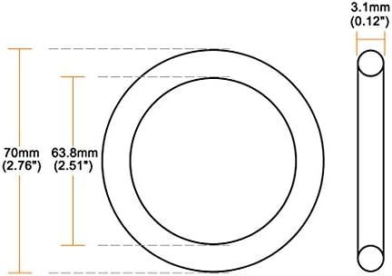 uxcell Nitrile Rubber O-Rings 70mm OD 63.8mm ID 3.1mm Width, Metric Sealing Gasket for Automotive Machine Plumbing, Pack of 10 - Image 3