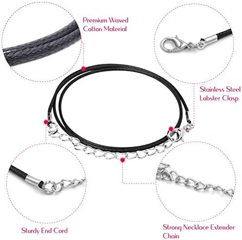 Selizo 100Pcs Necklace Cord for Jewelry Making, Black Waxed String Bracelet Making Supplies - Image 4