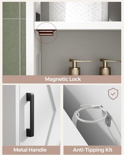 Homhedy Farmhouse Bathroom Storage Cabinet with Doors, Small Floor Cabinet - Image 6