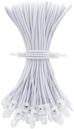 ABINLIN Small Bungee Cords with Hooks Heavy Duty 10 Inch 50 Pcs White by ABINLIN
