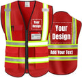 High Visibility Reflective Safety Vest Customize Logo Hi Vis Protective Workwear Outdoor Work Vest (XL, Webbing Red) by YOWESHOP