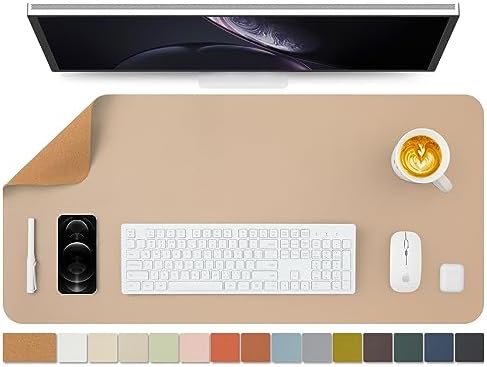 Cork Apricot Desk Mat - Dual-Sided Desk Pad for Office and Home - Desk Organization and Accessories - Ideal for Large Mouse Pad and Desk Mats on Top of Desks(36"x 17") by HOMIEAZICOZI