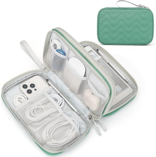 FYY Electronic Organizer, Travel Tech Pouch Bag, Large, Green Quilted by FYY