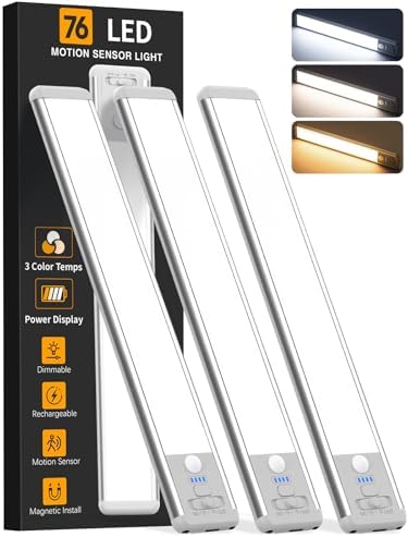Under Cabinet Lighting Wireless, 10inch Motion Sensor Light Indoor, 3Pack by ZIOEYIUE