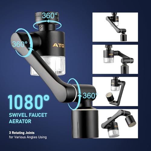 Water Filter for Sink Faucet Extender Aerator,Brass 1080°Rotatable Faucet Aerator,2 Modes Spray Attachment for kitchen/Bathroom,9pcs Cartridges Reduce Chlorine Matte Black - Image 3