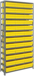 Quantum Storage Systems 1275-801YL Solid Heavy Duty 13 Shelves 36 Super Tuff Euro Yellow Bins 75" H x 36" W x 12" D by QuantumStorageSystems