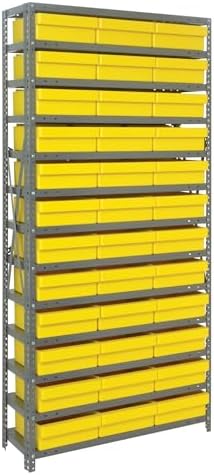 Quantum Storage Systems 1275-801YL Solid Heavy Duty 13 Shelves 36 Super Tuff Euro Yellow Bins 75" H x 36" W x 12" D by QuantumStorageSystems