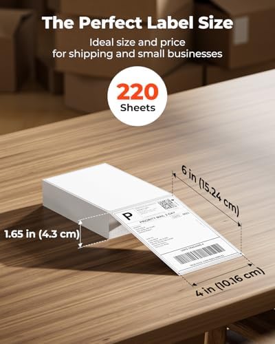 MUNBYN 4"x6" Direct Thermal Shipping Labels, Commercial Grade Permanent Adhesive Fanfold Mailing Postage Label Paper for Thermal Printers and Packages, 220 Sheets per Stack (Pack of 2) - Image 2