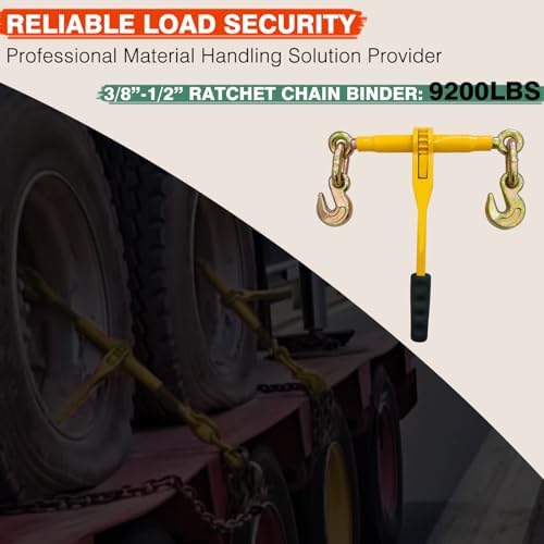 Ratchet Chain Binders 3/8''-1/2", 2 Pack Heavy Duty Load Binders with Grab Hooks, 9200 LBS Secure Working Load, Tie Downs for Grade 70 Transport Chain,for Towing,Hauling,Flatbed Trailers - Image 5