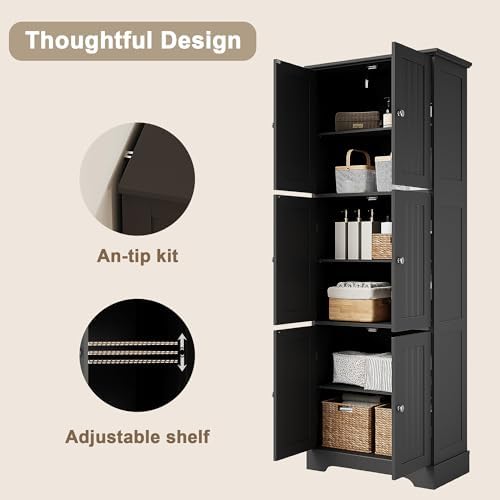 ChooChoo 63.2" Tall Bathroom Storage Cabinet with 6 Doors - Image 5
