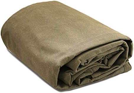 WHITEDUCK Canvas Tarp 18 oz. Heavy Duty Water Repellent UV Resistant, Rustproof Grommets, Industrial & Commercial Use Cloth Tarp (Cut Size: 8'x10', Finished Size: 7'6"x9'6", Olive Drab) by WHITEDUCK