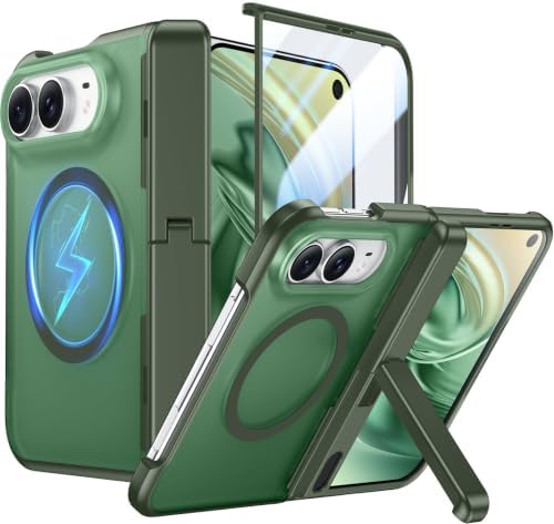 Temdan Magnetic for iPhone Duo Case Ultra Fold with Hidden Stand, Green by Temdan