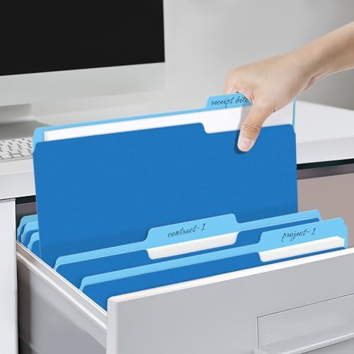 SUNEE File Folders, 18 Pack Manilla Folders 8.5 x 11, Colored Folder Office Organization Home School Folders for Documents Files Paper,Blue Colors - Image 6