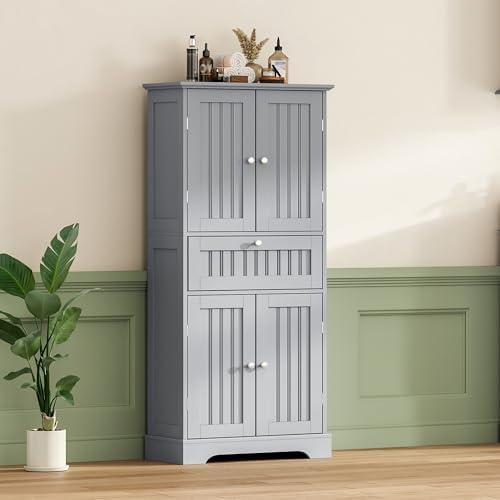 ChooChoo 51" H Bathroom Floor Cabinet with Drawer and Adjustable Shelves - Image 2