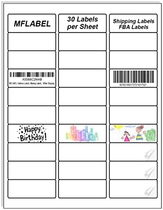 MFLABEL Address Label, 1" x2-5/8 Mailing Sticker, 30-UP White Shipping Labels for Inkjet or Laser Printer, 9000 Sticker Labels (300 Sheets), 30 Label per Sheet by MFLABEL