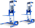 2PCS Material Lift Winch Stacker, 1.97"-142" Height Range, 350 lbs Capacity, Adjustable Straddle Hand Winch Lift Trucks for Warehouse, Factory, 42.90" L x 43.30" W by ELOMBR