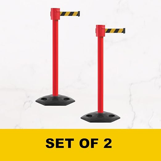 Montour Line MSR760 Set of 2 Retractable Belt Barrier Stanchion, Rubber Base - Image 3