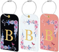 3 Pack Luxury Floral PU Leather Luggage Tags, Travel Accessories Gift (B) by Unknown