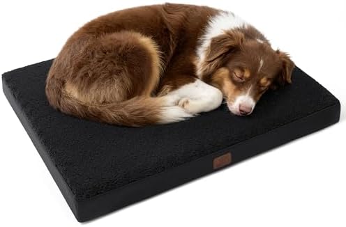 Bedsure Washable Dog Beds Large Sized Dog with Comfy Sherpa, 36x27in Black by BEDSURE