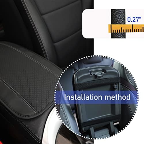 Ziciner Car Center Console Armrest Pad, 12.6X 7.2 Inch PU Leather Waterproof Auto Armrest Seat Box Cover Protector, Universal Car Interior Accessories (Black & Grey) - Image 4