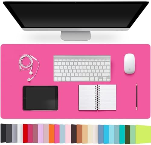 Leather Desk Pad Protector,Non-Slip Desk Pad(Rose Red, 23.6" x 13.7") by CADONO