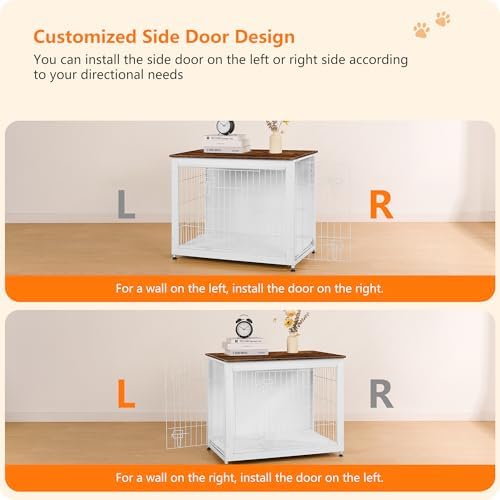 DWANTON 32.5" Dog Crate Furniture with Cushion, Wooden Kennel Table Indoor - Image 4