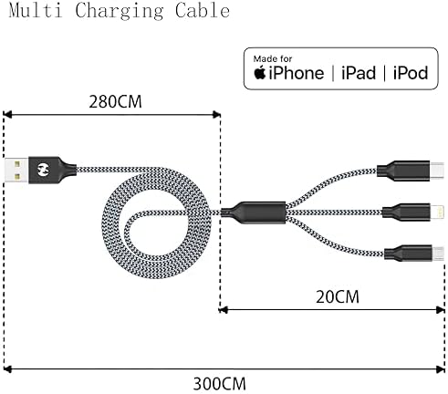 Multi Charging Cable 2ft 2Pack 3 in 1 Charger Cord, Short Multiple Cable - Image 3