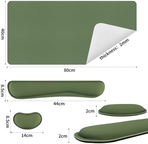 Bloss Keyboard Wrist Rest + Mouse Wrist Rest + Leather Desk Mat, Non-Slip Desk Mat Protector for Office, Home(31.5×15.7 Inches,Olive Green) - Image 5