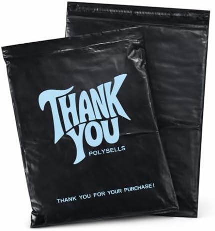 POLYSELLS Thank You Poly Mailers 10x13 inches 50 Pcs Waterproof Self-Sealing Shipping Bags for Clothing | Black by POLYSELLS