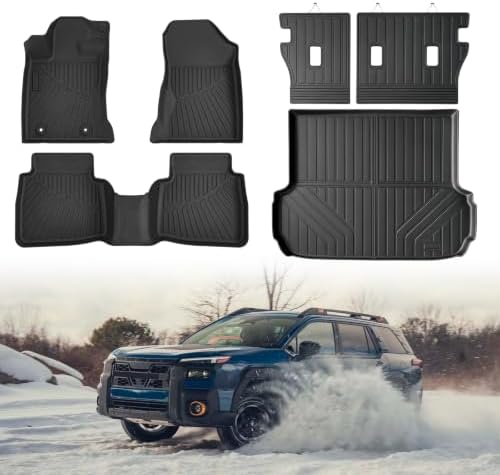 Outback Floor Mats - Car Mats for Outback 2026, All Weather Full Set Cargo Liner with Backrest Mat for Outback Accessories, Heavy Duty Waterproof, Black by cartist
